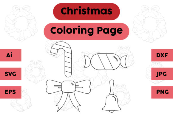 A Candy Bell Set Coloring Page for Your Holiday Blog Graphics