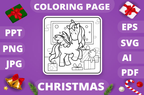 Christmas Coloring Page Asset for Brand and Packaging Design
