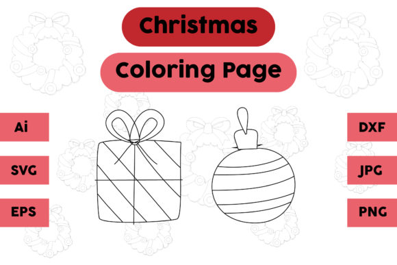 Christmas Coloring Page Decoration Set: A Graphics Asset for Editorial Mood