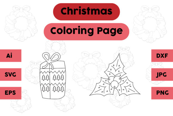 Christmas Coloring Page Gift Plum Set: A Versatile Graphic Asset