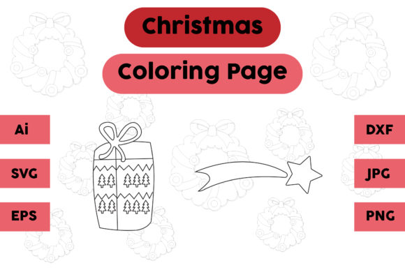 Christmas Coloring Page Gift Star Graphics for Seasonal Creativity