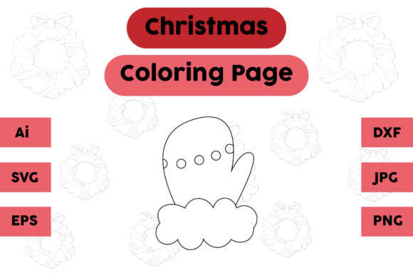 Christmas Coloring Page - Gloves 03: A Graphic Asset for Polished Content