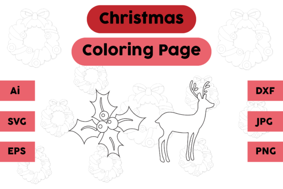 Christmas Coloring Page Plum Deer Set: A Graphic Design Asset Review
