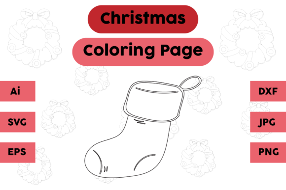 Christmas Coloring Page Socks 13: A Graphic Asset for Holiday Creativity