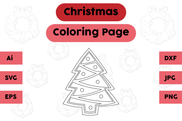 Christmas Coloring Page Tree 10 for Graphics and Brand Identity