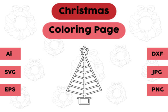 Christmas Coloring Page Tree Graphics for Brand Content