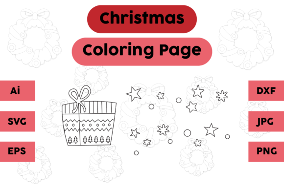 Christmas Gift Star Graphics for Blog Design & Coloring Pages