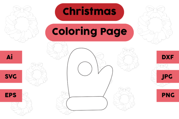 Evaluating Christmas Coloring Page - Gloves 10 for Embroidery Projects